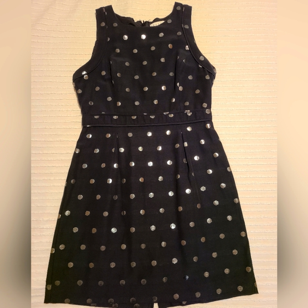 Elle Black And Silver Polka Dot Sleeveless Dress